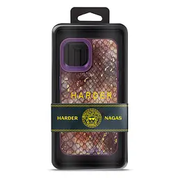 Кожаный чехол для Apple iPhone 15, Harder Nagas, фиолетовый, термополиуретан ТПУ + экокожа с имитацией кожи Наги, панель, защита корпуса, противоударный, микрофибра, рамка вокруг камеры, защита всего корпуса, (ARM76734) - мініатюра 3
