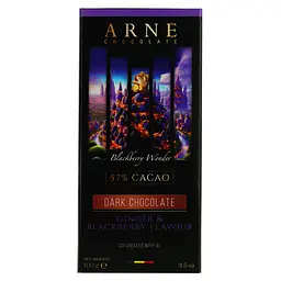 Шоколад чорний Arne 57% з імбиром та ожиною 100 г