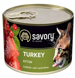 Вологий корм для кошенят Savory Cat Can Kitten з індичкою 200 г