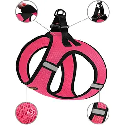 Шлея для собак Bronzedog Mesh Vest, розмір 4XS, 20х24 см, рожева - мініатюра 4