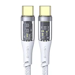 Кабель Type-C To Type-C 100W Aluminum Alloy Transparent Data Cable Icy Series 1.2м Білий (6958444995526)
