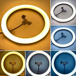 Лампа кільцева LED Ring Light LJJ-33 33 см із гнучким тримачем телефона, регулюванням яскравості, 3 режими - мініатюра 6