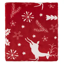 Плед Ardesto Christmas Flannel 160х200 см 100% поліестер олені червоний pbe0050481 - мініатюра 3