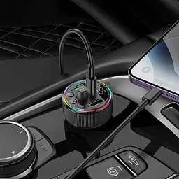 АЗП з FM-модулятором HOCO E82 Guerrero PD30W+QC3.0 car BT FM transmitter Black - мініатюра 7