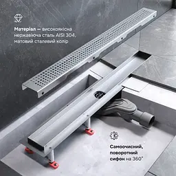 Трап для душу лінійний AM.PM Masterflow Cut Gradient 700 мм, універсальний затвор, хром (W01SC-P11-070-01SB) - мініатюра 4