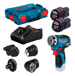 Безщітковий акумуляторний шурупокрут Bosch GSR 12V-35 FC Professional із 4 адаптерами в L-Boxx 102 із 2 акб GBA 12V 3.0Ah та з/п GAL 12V-40