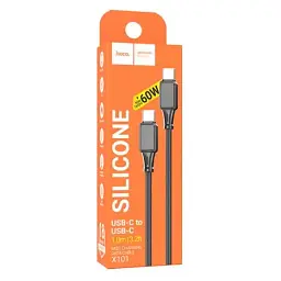 Кабель Hoco USB X101 Silicone Type-C ↔ Type-C 60W 1 м силіконовий провід для швидкої зарядки гаджетів чорний - мініатюра 6