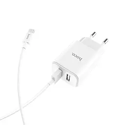 Зарядний адаптер Hoco Micro cable Victoria C62A 2USB. 2.1А