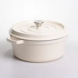 Кокотниця чавунна емальована 6 л, бежевий Yongkang HP-FLG-6 WHITE - мініатюра 6