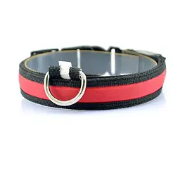 Світлодіодний водонепроникний нашийник на акумуляторі з USB для котів і собак L червоний
