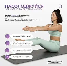 Килимок для йоги професійний EasyFit Pro каучук 5 мм Чорний (EF-1925-BK) - мініатюра 6
