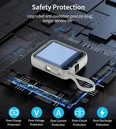 УМБ Choetech 10000mAh 35W PD3.0 USB-C In/Out, LED Display, with buid-in type-C cabel сіра - мініатюра 9