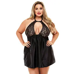 Чорний еротичний комплект великого розміру зі стрингами XL-XXL Чорний