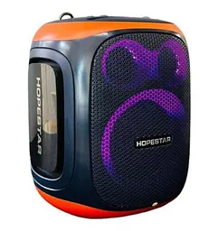 Портативна акумуляторна бездротова колонка Bluetooth 2 мікрофона караоке акустична система 120Вт з LED світломузикою Hopestar Party 130 чорний - мініатюра 13