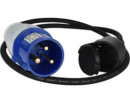 Мережевий фільтр KS EX1M-1S, 3600Вт, 1x32А/250В, 1х16А/230В, 3х1.5мм, IP44, 0.36кг, 1м, чорний (KSEX1M-1S) - мініатюра 2