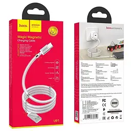 USB Cable Hoco U91 Magic Magnetic Type-C White 1m - мініатюра 4