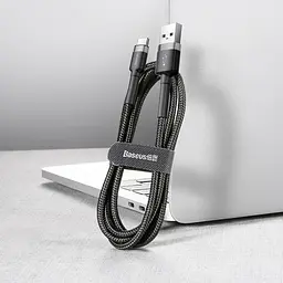 Дата кабель Baseus Cafule USB to Type-C Cable 3A (0.5m) (CATKLF-A) Сірий / Чорний - мініатюра 5