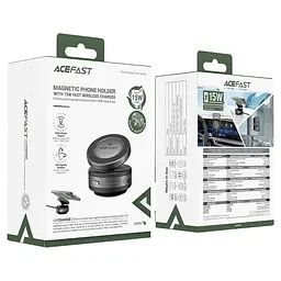 Автотримач із БЗУ E29 Magnetic Wireless Charging Auto Fix 15W Metal gray Acefast teh0029291 - мініатюра 4