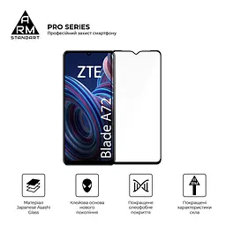 Захисне скло на ZTE Blade A72 4G/V40 Vita/A72s з олеофобним покриттям, Pro, повне проклеювання, антистатичний і пиловідштовхуючий шар, 9H, самоклеючеся, 2.5D, на весь екран, антистатичний клей, ArmorStandart (ARM63118) - мініатюра 2