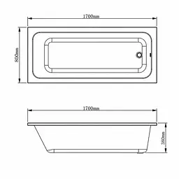 Вбудована прямокутна акрилова ванна VBI Amiata 170x80, біла VBI-070827 - мініатюра 5