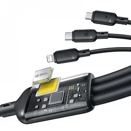 Кабель Baseus Silky One-for-Three Fast Charging Type-C to Micro USB+Lightning+Type-C 100W 1.5m white (P10377706213-00) - мініатюра 3