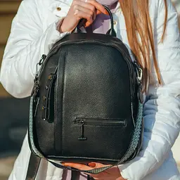Жіночий шкіряний рюкзак міський чорний 73590 Tiding Bag