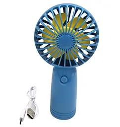 Вентилятор акумуляторний міні з ручкою USB діаметр 10см Handy Mini Fan AP223 синій