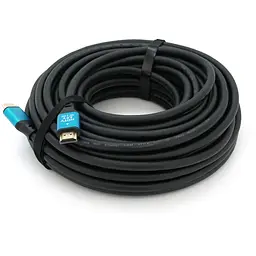 Кабель Merlion HDMI-HDMI 4Kx2K Ultra HD, 15.0m, v2,0, круглий Black, коннектор Blue, Blister-box, Q20