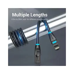 Патч-корд 1м, UTP cat 7 RJ-45 black Vention (IBKBF) - мініатюра 3