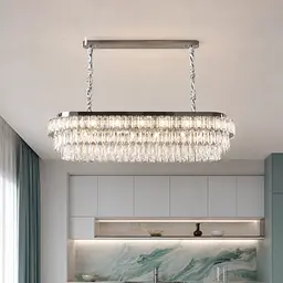 Овальна хромована кришталева світлодіодна люстра Splendid Ray L2211/1000*350/8+LED (CR), 100 см на 8 ламп