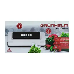 Побутовий вакууматор Grunhelm GV 100 BW 280 мм пакувальник для сухих вологих харчових продуктів 125 Вт Білий - мініатюра 6