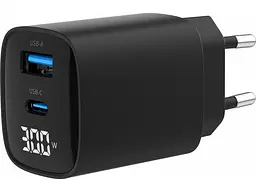Мережевий зарядний пристрій Gembird TA-UC-PDQC30LCD-BK-01