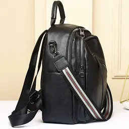 Стильний жіночий шкіряний рюкзак чорний міський 51124 Tiding Bag - мініатюра 4
