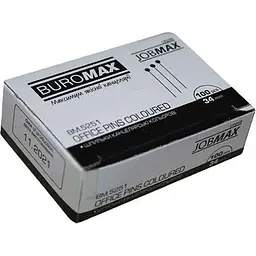 Шпильки BUROMAX 100шт кольорові, 34 мм JOBMAX, BM.5251