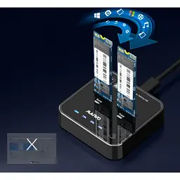 Док-станція для накопичувачів Maiwo 2*SATA M.2 SSD Key B/B+M USB 3.1 Gen1 Type-C (K3016SG1) - мініатюра 4