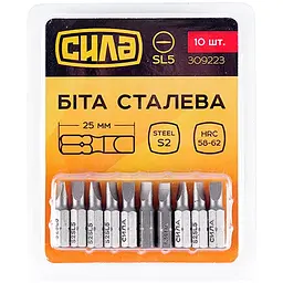 Біта викруткова APRO насадка пряма Сила SL5 x 25 мм в упаковці 10 шт.