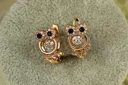 Сережки дитячі Xuping Jewelry сови із танцюючим фіанітом 1,4 см золотисті