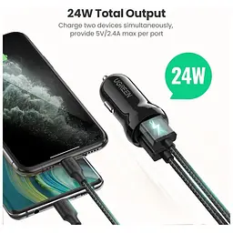 Автомобільний зарядний пристрій - адаптер живлення UGREEN ED018 2 виходи U+U 24 W (50875) чорний - мініатюра 3