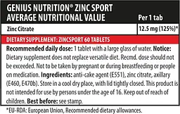 Мінерал Genius Nutrition Zinc Citrate Sport 60 таблеток - мініатюра 2