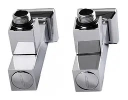Набір кутових кранів Solomon LUX 8888-CUBE 1/2" з американкою Chrome 30412 - мініатюра 6