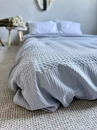 Покривало Zeintex Марокко вафельне бавовняне сіре 230х280 см