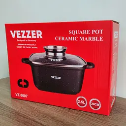 Каструля Vezzer квадратна з кришкою 20 см 2.5 л чорна (VZ8007) - мініатюра 8