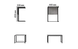 Стіл журнальний приставний Террі Комбо Ferrum-decor 345x662x440 Чорний метал ДСП Бетон 16 мм (FRD-105142) - мініатюра 6