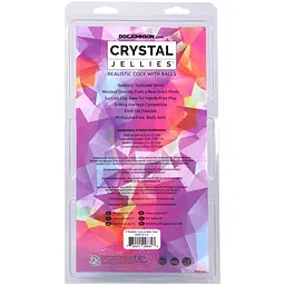 Фалоімітатор Doc Johnson Crystal Jellies, 20 см, з мошонкою, бірюзовий - мініатюра 5