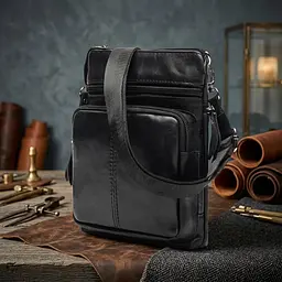 Сумка чоловіча компактних розмірів 14607 Vintage чорна - мініатюра 4