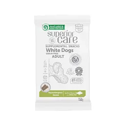 Беззернові ласощі для білих собак Nature's Protection SC White Dogs Hypoallergenic & Dental Care, 150 г