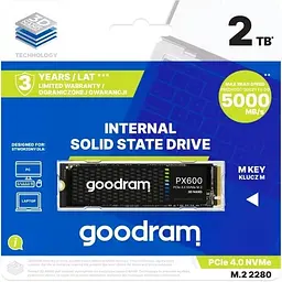Твердотільний накопичувач SSD Goodram 2Tb, PX600, PCI-E 4.0 x4, M.2 2280, 3D TLC, 5000/4200 МБ/с teh0019750 - мініатюра 4
