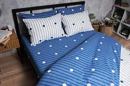 Комплект постільної білизни Moon&Star Бязь Gold Люкс Peas Blue євро 200х220 наволочки 2х50х70 - мініатюра 3