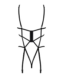 Боді зі стреп із доступом Obsessive Badossa crotchless teddy L/XL, чорний - мініатюра 6