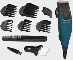 Машинка для стрижки Remington Apprentice, від мережі, роторний мотор, насадок-5, титан.напил., синій - мініатюра 6